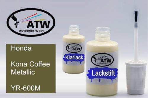 Honda, Kona Coffee Metallic, YR-600M: 20ml Lackstift + 20ml Klarlack - Set, von ATW Autoteile West.